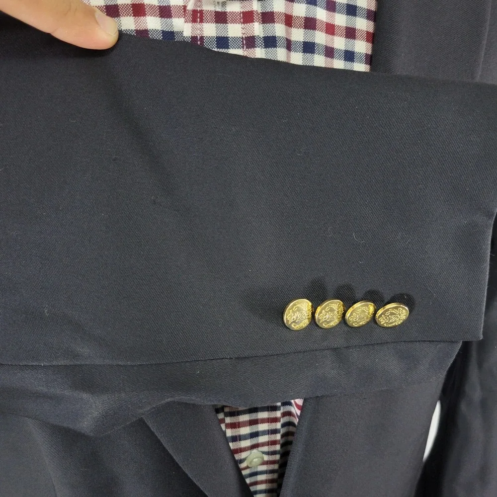 JOS A BANK Signature Men's‎ Sport Coat Blazer Two Button Navy Wool Size 43R